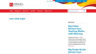 new slate login | ORIGO Education Australia