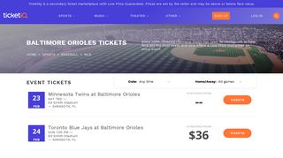 Cheap Baltimore Orioles Tickets & Schedule | TicketIQ