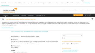 Adding text on the Orion login page - SolarWinds Worldwide, LLC ...