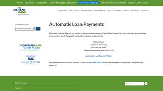 Automatic Loan Payments - Oritani Bank