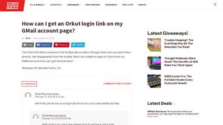 How can I get an Orkut login link on my GMail account page?