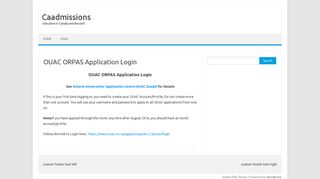 OUAC ORPAS Application Login - Caadmissions