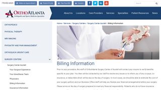 Billing Information | OrthoAtlanta Surgery Center - Austell