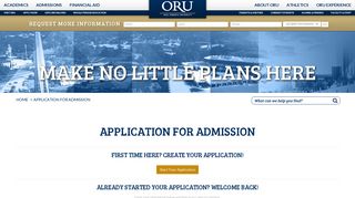 ORU Application for Admissions