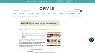 Orvis: Dealer Website Access Request Form