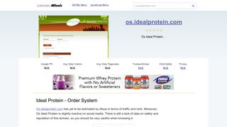 Os.idealprotein.com website. Ideal Protein - Order System.
