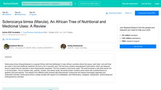 (PDF) Sclerocarya birrea (Marula), An African Tree of Nutritional and ...