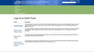 Login to OSAC Portals | Office of Student Access and Completion