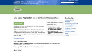 Oregon College Scholarships | Office of Student Access and ... - OSAC
