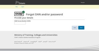 OSAP logo Forgot OAN and/or password - Ontario Student Assistance ...