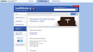 Organization for Safety & Asepsis Procedures - OSAP - healthfinder.gov