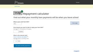 Repayment Calculator: Home Page
