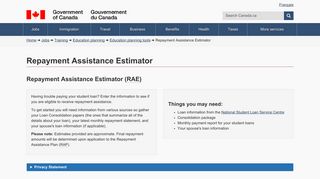 Repayment Assistance Estimator - CanLearn - Student Financial ...