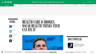 Health Care Is Broken. Oscar Health Thinks Tech Can Fix It | WIRED