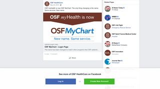 OSF HealthCare - OSF myHealth is now OSF MyChart. The only ...