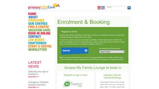 Enrolment and Booking - Primary OSHCare