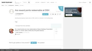 Are reward points redeemable at OSH | Shop Your Way: Online ...