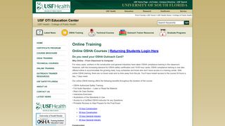 Online Training - USF OSHA Training Institute Education Center |