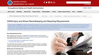 OSHA Injury and Illness Recordkeeping and Reporting Requirements ...