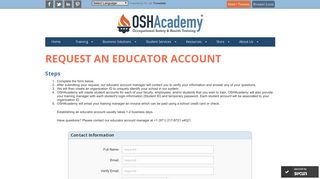 Request an Educator Account - OSHAcademy