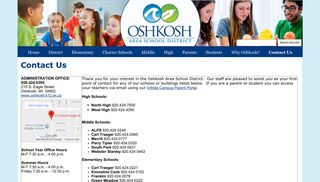 Contact Us - Oshkosh Area School District