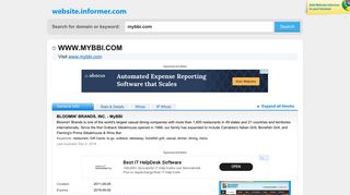 mybbi.com at WI. BLOOMIN' BRANDS, INC. - MyBBI - Website Informer