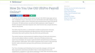 How Do You Use OSI UltiPro Payroll Online? | Reference.com