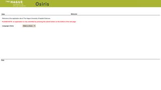 OSIRIS Application - Welcome