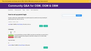 how to set up parent login - Community Q&A for OSM, OGM & OBM