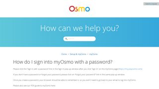 How do I sign into myOsmo with a password? – Osmo