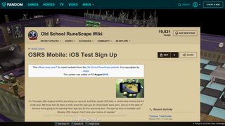 OSRS Mobile: iOS Test Sign Up - Old School RuneScape Wiki - Fandom