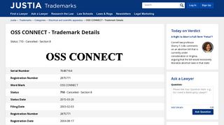 OSS CONNECT Trademark - Registration Number 2875771 - Serial ...