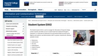 Student System (OSS) | Administration and support services | Imperial ...