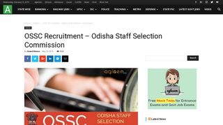 OSSC Recruitment – Odisha Staff Selection Commission