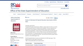 Roster of Individual LEA Special Education Data ... - osse - DC.gov