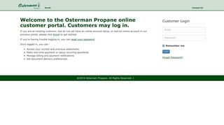 the Osterman Propane online customer portal. Customers may log in.