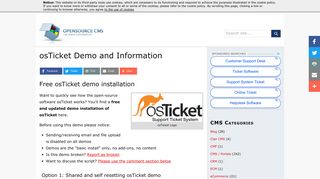 osTicket Demo Site » Try osTicket without installing it