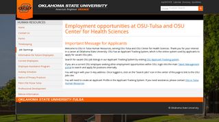 Employment opportunities at OSU-Tulsa and OSU Center for Health ...