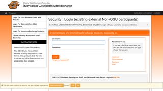Security > Login (existing external Non-OSU ... - OSU Study Abroad