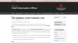 OSU Webmail Login Changes Look | Office of the CIO - cio.osu.edu
