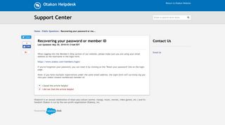 Otakon | Recovering your password or member ID