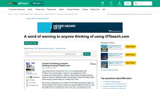 A word of warning to anyone thinking of using OTbeach.com ...