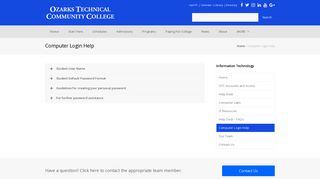 Computer Login Help - OTC Information Technology - OTC Services
