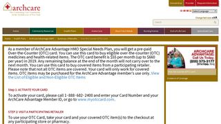 Over the Counter (OTC) Card | ArchCare