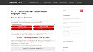 OTCP : Online Transfer Claim Portal For Employee | UAN