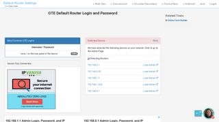 OTE Default Router Login and Password - Clean CSS