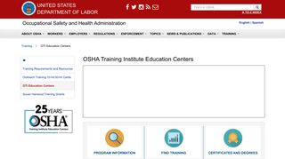 OSHA Training Institute Education Centers | Occupational Safety and ...