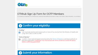 OTNhub Sign Up Form for OCFP Members | OTN