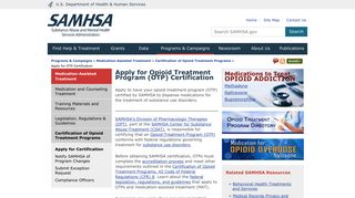 Apply for OTP Certification | SAMHSA - Substance Abuse and Mental ...