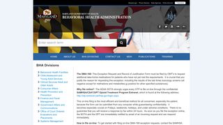 SOTA Exception Requests - Maryland Behavioral Health Administration